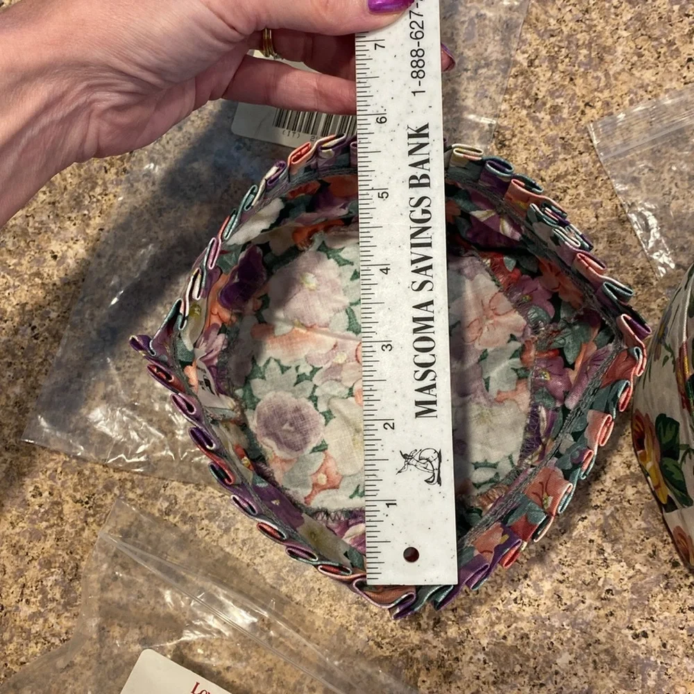 5 Longaberger Fabric Liners Garden Splendor Petunia Tea Cracker Button